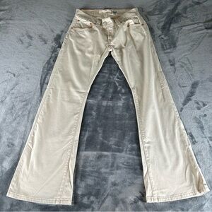 Levi’s 542 Low Cream Pants Womens 10 Beige Cotton Low Rise Flare Leg Flap Pocket